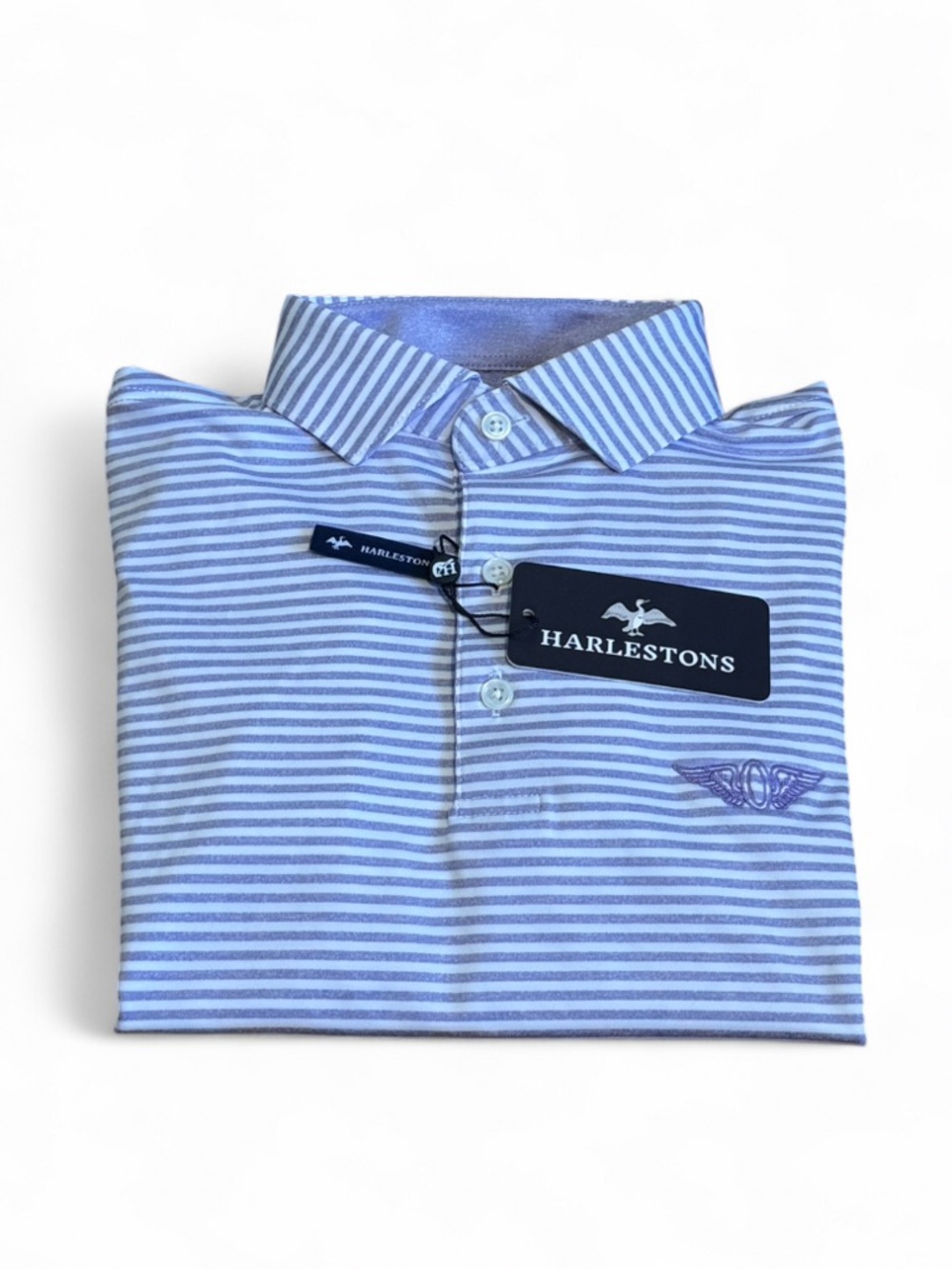 Brand New Harlestons - Men's Purple & White Striped Polo - Olympic Club